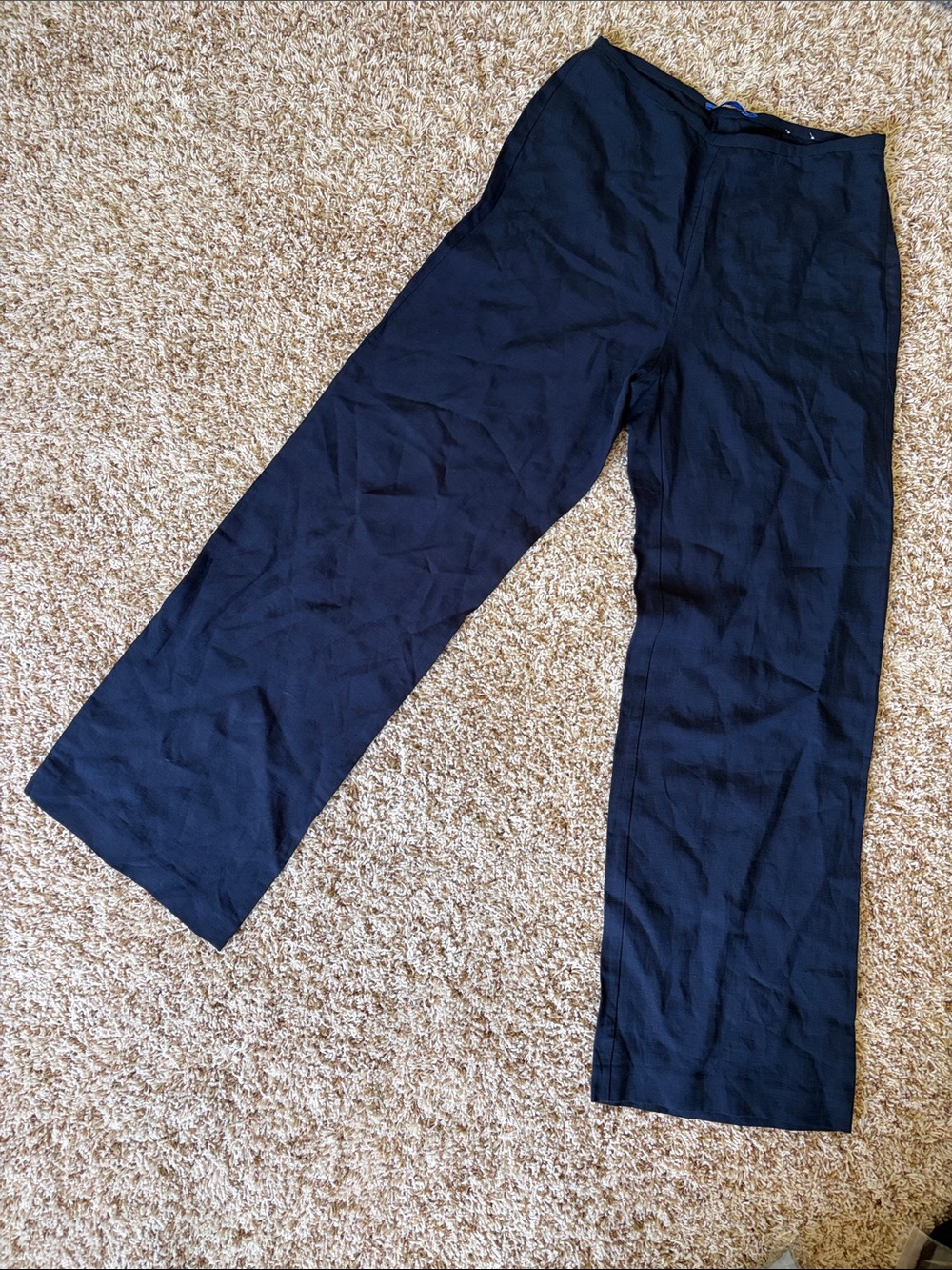 J. McLaughlin Navy Wide Leg Linen Blend Pants Sz 4